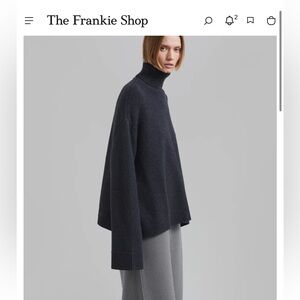 NWT The Frankie Shop Rhea Turtleneck Trapeze Wool Sweater Charcoal Gray